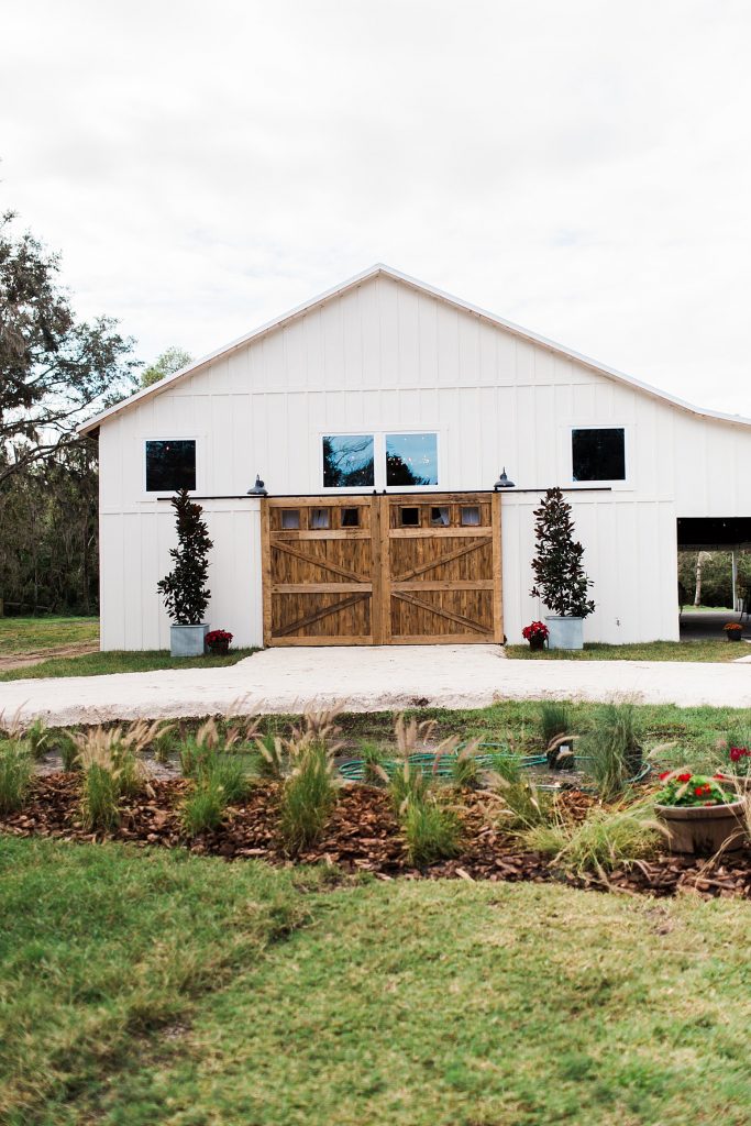 barn with landscaping