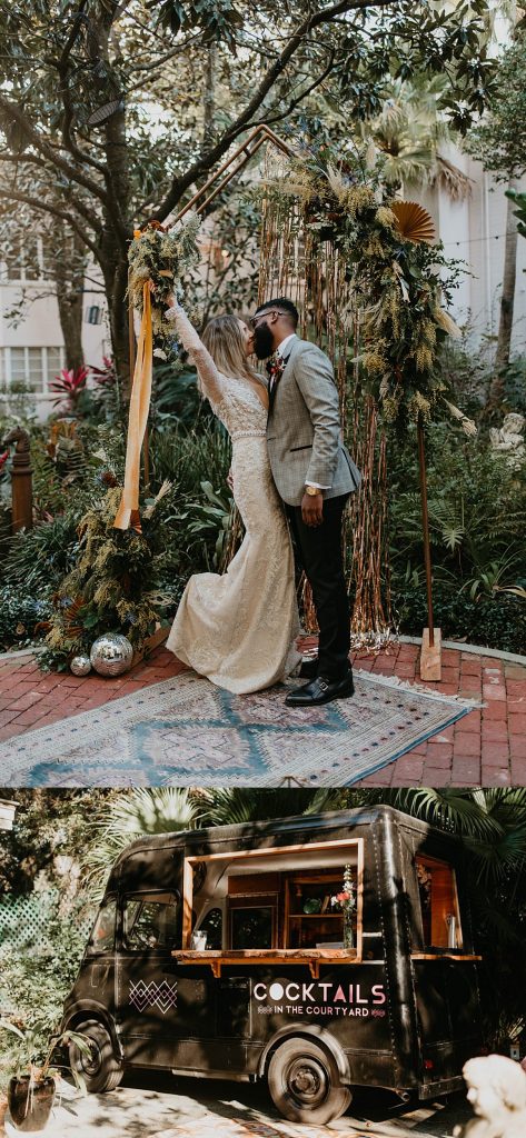 bride and groom kissing