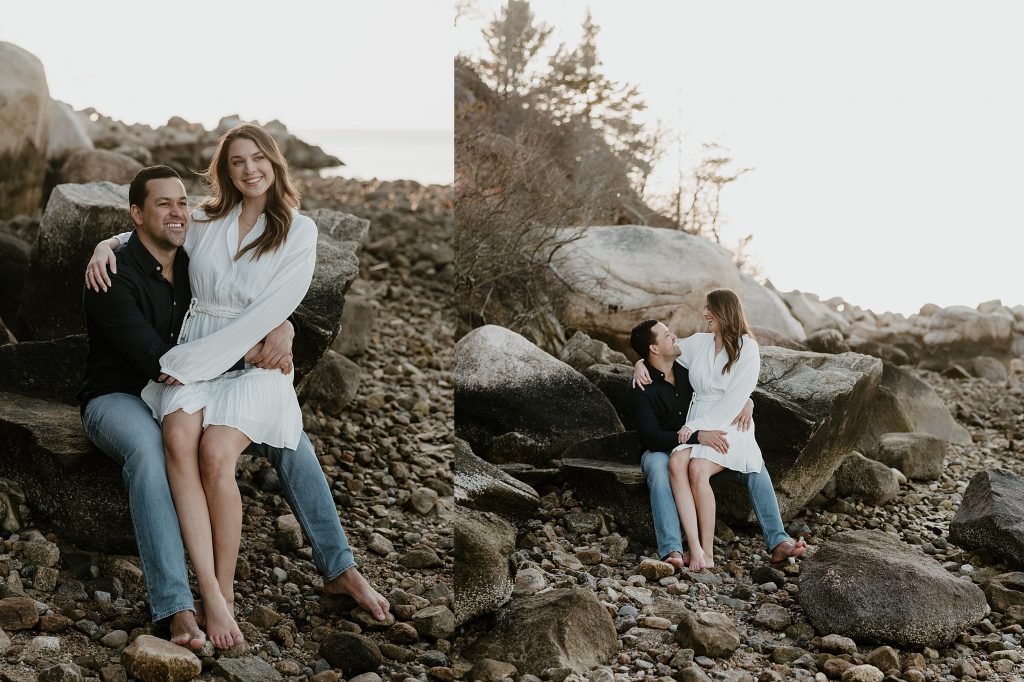 a couple on a rugged beach in the cape