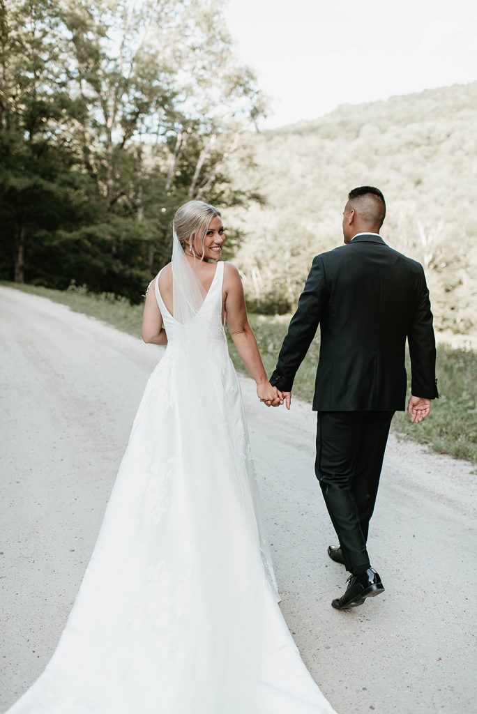 bride looking over her shoulder